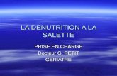 LA DENUTRITION A LA SALETTE PRISE EN CHARGE Docteur G. PETIT GERIATRE.