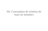 III. Conception de schéma de base de données. Bases de données - Yann Loyer2 Introduction à la conception Le schéma change rarement importance du choix.