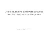 A. Aziz Kébé, UCAD, tous droits réservés, avril 2008 Droits humains à travers analyse dernier discours du Prophète.