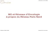 RESEAU PARIS NORD MG et Réseaux dOncologie à propos du Réseau Paris Nord Département Oncologie Séminaire K et PA 2008.