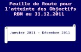 1 Feuille de Route pour latteinte des Objectifs RBM au 31.12.2011 Janvier 2011 – Décembre 2011.