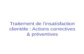 Traitement de linsatisfaction clientèle : Actions correctives & préventives.