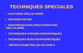 TECHNIQUES SPECIALES CULTURES CELLULAIRES CRYODECAPAGE CENTRIFUGATION (FRACTIONATION CELLULAIRE) TECHNIQUES CHROMATOGRAPHIQUES TECHNIQUES ÉLÉCTROPHORÉTIQUES.