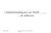 24/03/2009F La Fontaine IA-IPR de mathématiques I Mathématiques en RAR …… …et ailleurs.