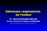 Détresses respiratoires de lenfant Pr. Jean-Christophe Mercier Service dAccueil des Urgences pédiatriques jean-christophe.mercier@rdb.aphp.fr.
