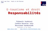 Responsabilités E-tourisme et droit Responsabilités Thibault Verbiest Cathie-Rosalie Joly Bertrand Vandevelde Avocats à la Cour .