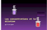 G/l, % et ppm. Concentration (C) Quantité de soluté (m) Quantité de solution (V)