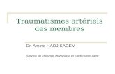 Traumatismes artériels des membres Dr. Amine HADJ KACEM Service de chirurgie thoracique et cardio vasculaire.