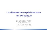 1 La démarche expérimentale en Physique El-Mokhtar RAY ray@univ-paris12.fr (Université Paris 12)