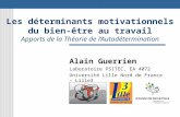 Les déterminants motivationnels du bien-être au travail Apports de la Théorie de lAutodétermination Alain Guerrien Laboratoire PSITEC, EA 4072 Université