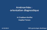 Aménorrhée : orientation diagnostique N Chabbert-Buffet Hopital Tenon 14/10/2013 DES gynécologie obstétrique.