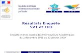 MENESR/SG/STSI-C Enquêtes bilan annuel Interlocuteurs Résultats Enquête SVT et TICE Enquête menée auprès des Interlocuteurs Académiques du 2 décembre 2008.