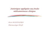 Statistiques appliquées aux études médicamenteuses cliniques Pierre BOUTOUYRIE Pharmacologie HEGP.