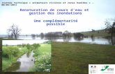 Journée technique « animateurs rivières et zones humides » – 08/04/2011 Renaturation de cours deau et gestion des inondations Une complémentarité possible.