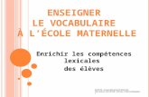 ENSEIGNER LE VOCABULAIRE À LÉCOLE MATERNELLE Enrichir les compétences lexicales des élèves DSDEN 08 - Groupe départemental Maternelle .