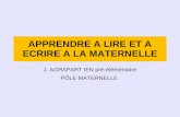 APPRENDRE A LIRE ET A ECRIRE A LA MATERNELLE J. AGRAPART IEN pré-élémentaire PÔLE MATERNELLE.