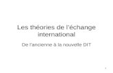 1 Les théories de léchange international De lancienne à la nouvelle DIT.