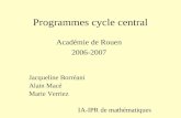 Programmes cycle central Académie de Rouen 2006-2007 Jacqueline Borréani Alain Macé Marie Verriez IA-IPR de mathématiques.
