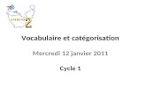 Vocabulaire et catégorisation Mercredi 12 janvier 2011 Cycle 1.