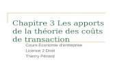 Chapitre 3 Les apports de la théorie des coûts de transaction Cours Économie dentreprise Licence 2 Droit Thierry Pénard.