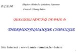 1 THERMODYNAMIQUE CHIMIQUE QUELQUES NOTIONS DE BASE de P.C.E.M Physico-chimie des Solutions Aqueuses Cours de Thierry Briere Site Internet : briere.
