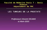1 Faculté de Médecine Paris 7 - Denis Diderot Département de FMC LES TUMEURS DE LA PROSTATE Professeurs Vincent DELMAS et Alain EDDI.
