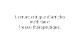 Lecture critique darticles médicaux: lessai thérapeutique.