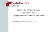 Journée déchange autour de lexpérimentation sociale ORLEANS jeudi 17 novembre 2011.