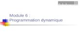 Module 6 : Programmation dynamique. 26/7/2006Programmation dynamique2 Plan du module De lefficacité dalgorithmes Algorithme de somme minimum Programmation.