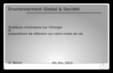 Environnement Global & Société Quelques chroniques sur lénergie & propositions de réflexion sur notre mode de vie D. Nerini M1 Pro, 2011 Environnement.