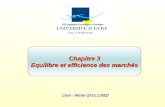 Cours : Michel GUILLARD Chapitre 3 Equilibre et efficience des marchés IUP Ingénéiérie Economique et Statistique.