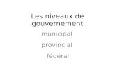 Les niveaux de gouvernement municipal provincial fédéral.