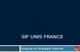 SIF UNIS FRANCE Analyse et Stratégie Internet. Sommaire Analyse de lexistant Stratégie globale.