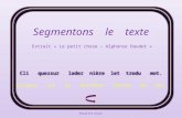 Brigitte Korac Segmentons le texte Cli quezsur lader nière let tredu mot. Cliquez sur la dernière lettre du mot Extrait « Le petit chose – Alphonse Daudet.