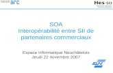 SOA Interopérabilité entre SII de partenaires commerciaux Espace Informatique Neuchâtelois Jeudi 22 novembre 2007.