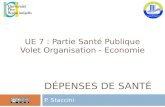 DÉPENSES DE SANTÉ P. Staccini UE 7 : Partie Santé Publique Volet Organisation - Economie.