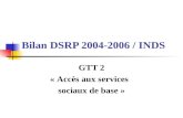 Bilan DSRP 2004-2006 / INDS GTT 2 « Accès aux services sociaux de base »