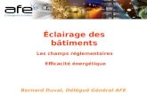 Bernard Duval, Délégué Général AFE Éclairage des bâtiments Les champs réglementaires Efficacité énergétique.