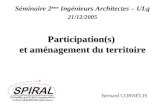 B. Cornélis (2005) Participation(s) et aménagement du territoire Participation(s) et aménagement du territoire Bernard CORNÉLIS Séminaire 2 ème Ingénieurs.
