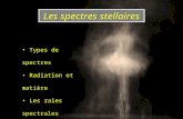 Types de spectres Radiation et matière Les raies spectrales Les spectres stellaires.
