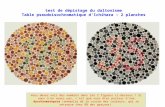 Test de dépistage du daltonisme Table pseudoisochromatique d'Ichihara : 2 planches Vous devez voir des numéros dans les 2 figures ci-dessous ! Si vous.