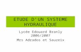 ETUDE DUN SYSTEME HYDRAULIQUE Lycée Edouard Branly 2006/2007 Mrs Adrados et Sauzeix.