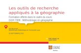 Formation offerte dans le cadre du cours GGR-7009 : Méthodologie en géographie Joë Bouchard bibliothécaire, Bibliothèque de lUniversité Laval 18 SEPTEMBRE.