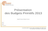 Présentation des Budgets Primitifs 2013 Budget Principal et Budgets Annexes.