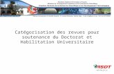 Catégorisation des revues pour soutenance du Doctorat et Habilitation Universitaire.