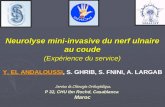 Neurolyse mini-invasive du nerf ulnaire au coude (Expérience du service) Service de Chirurgie Orthopédique, P 32, CHU Ibn Rochd, Casablanca Maroc Neurolyse.