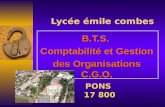 Lycée émile combes B.T.S. Comptabilité et Gestion des Organisations C.G.O. PONS PONS 17 800.