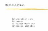 Optimisation Optimisation sans dérivées: De Nelder-Mead aux méthodess globales.