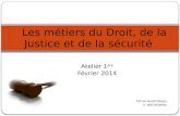 Atelier 1 ère Février 2014 CIO de Neufchâteau S. WIECKOWSKI Les métiers du Droit, de la Justice et de la sécurité Les métiers du Droit, de la Justice et.