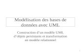 1 Modélisation des bases de données avec UML Construction dun modèle UML dobjets persistants et transformation en modèle relationnel.